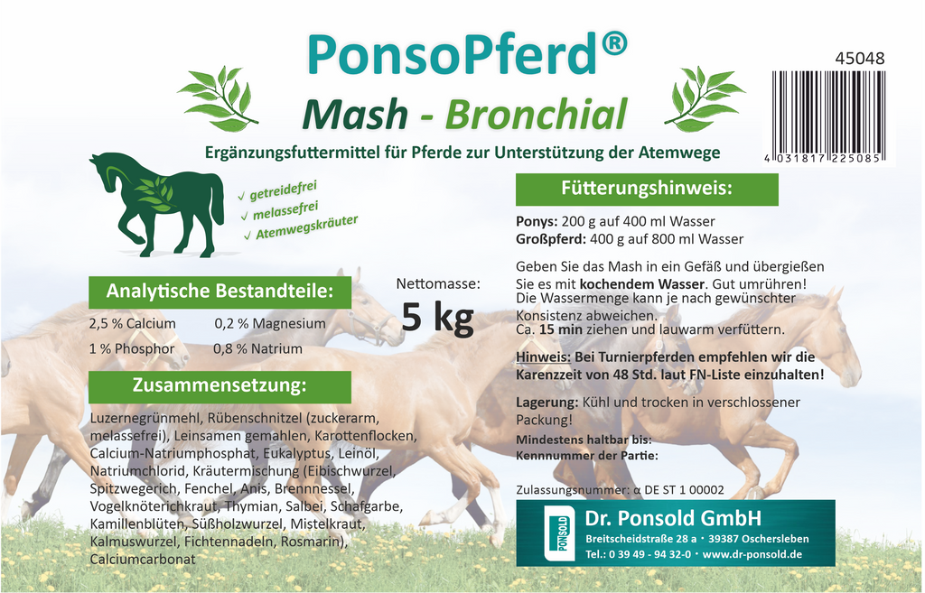 Pferde-Mash Bronchial Sack von Dr. Ponsold zur Unterstützung der Atemwege.