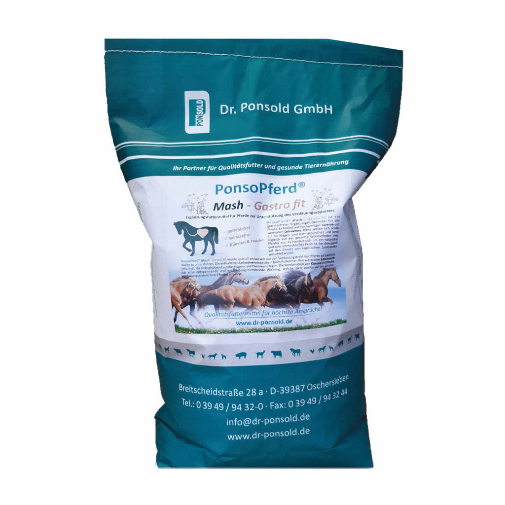 Pferde-Mash Sack von Dr. Ponsold zur Förderung der Verdauung und des Wohlbefindens, mit leicht verdaulichen Zutaten.
