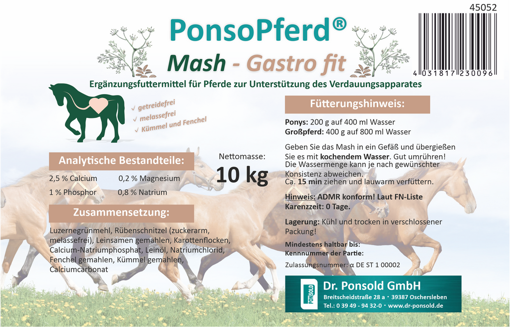 Mash Gastro Fit für Pferde, unterstützt die Verdauung und fördert die Magen- und Darmgesundheit mit speziell ausgewählten Zutaten.