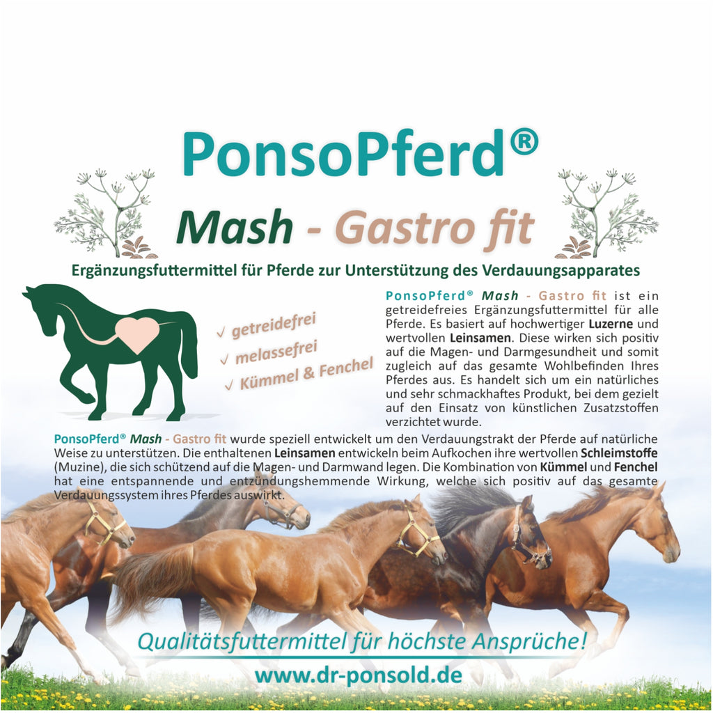 Pferde-Mash Sack von Dr. Ponsold zur Förderung der Verdauung und des Wohlbefindens, mit leicht verdaulichen Zutaten.