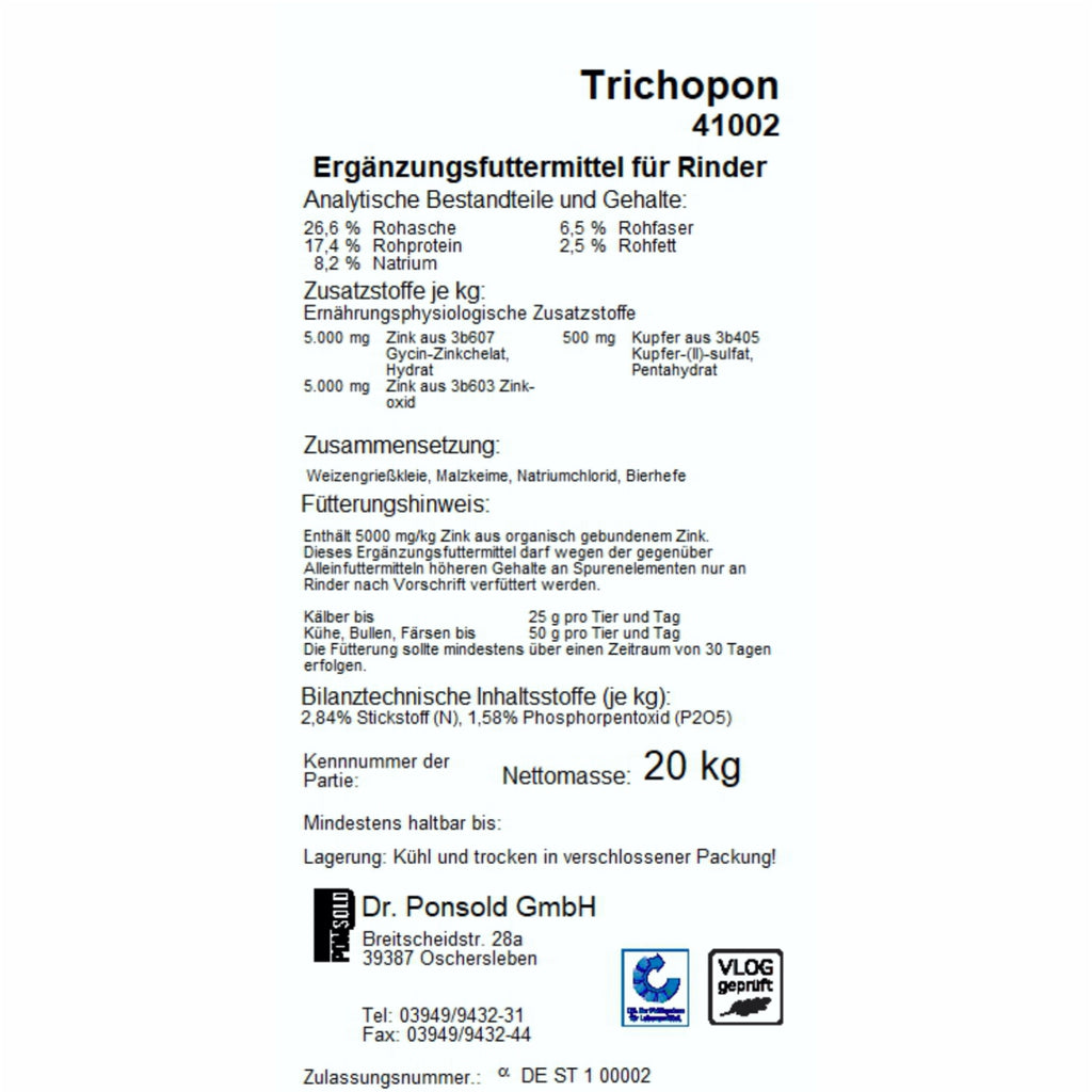 Trichopon – hochwertiges Futtermittel für Rinder, fördert Gesundheit und Leistung