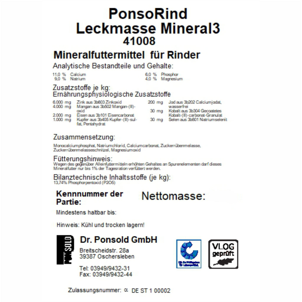 Mineral-Leckmasse für Rinder mit Knoblauch zur Förderung der Gesundheit, Vitalität und einer ausgewogenen Mineralversorgung.