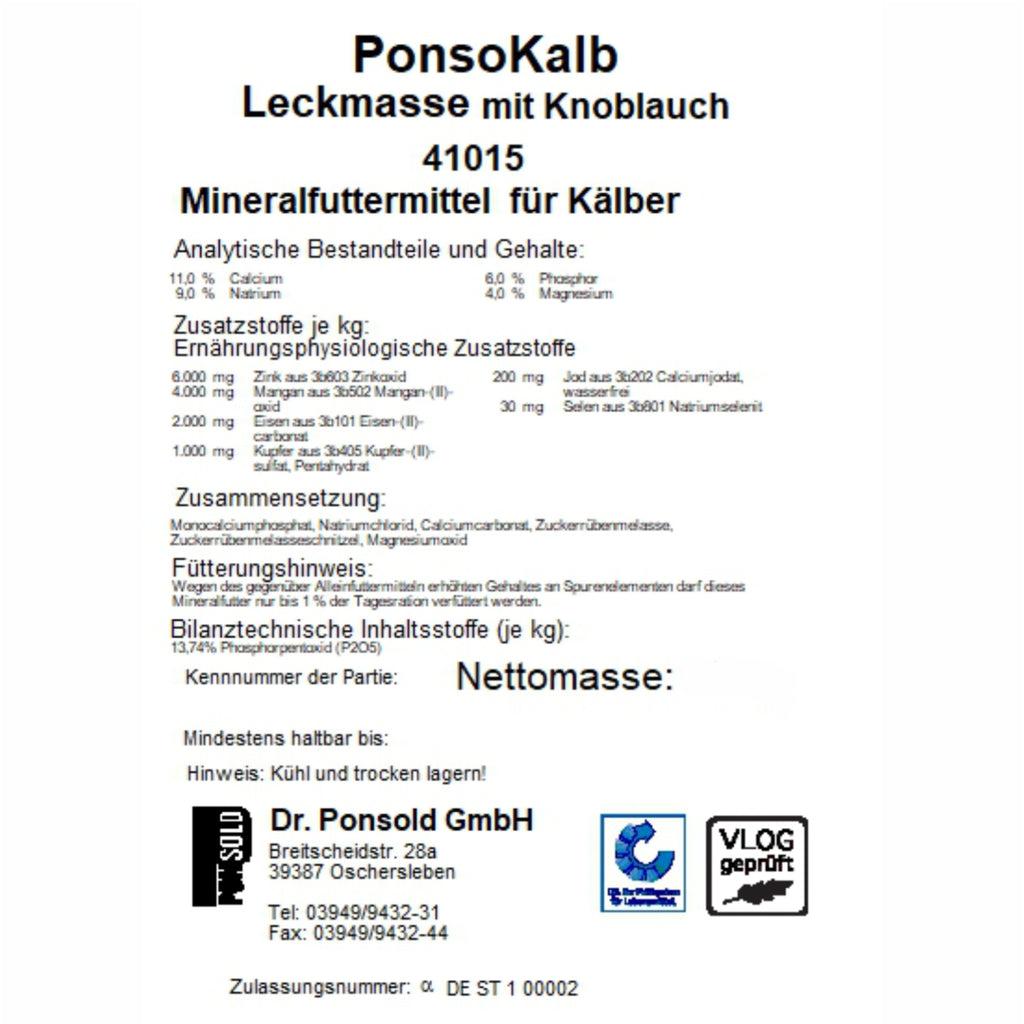 Leckmasse mit Knoblauch für Kälber zur Förderung der Gesundheit und Unterstützung des Immunsystems