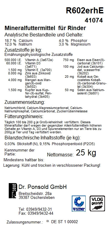 Mineralfuttersack für Rinder Unterstützung der Gesundheit und Vitalität mit wichtigen Mineralien und Vitaminen