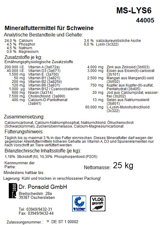 Mineralfutter für Schweine zur Unterstützung der Gesundheit und Vitalität mit wichtigen Mineralien und Vitaminen