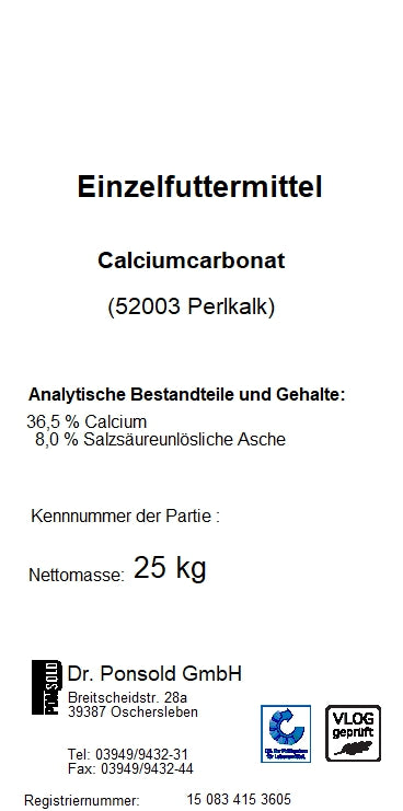 Futterkalk mit Calcium für alle Tierarten, unterstützt die Knochen- und Zahngesundheit durch einen hohen Calciumgehalt.