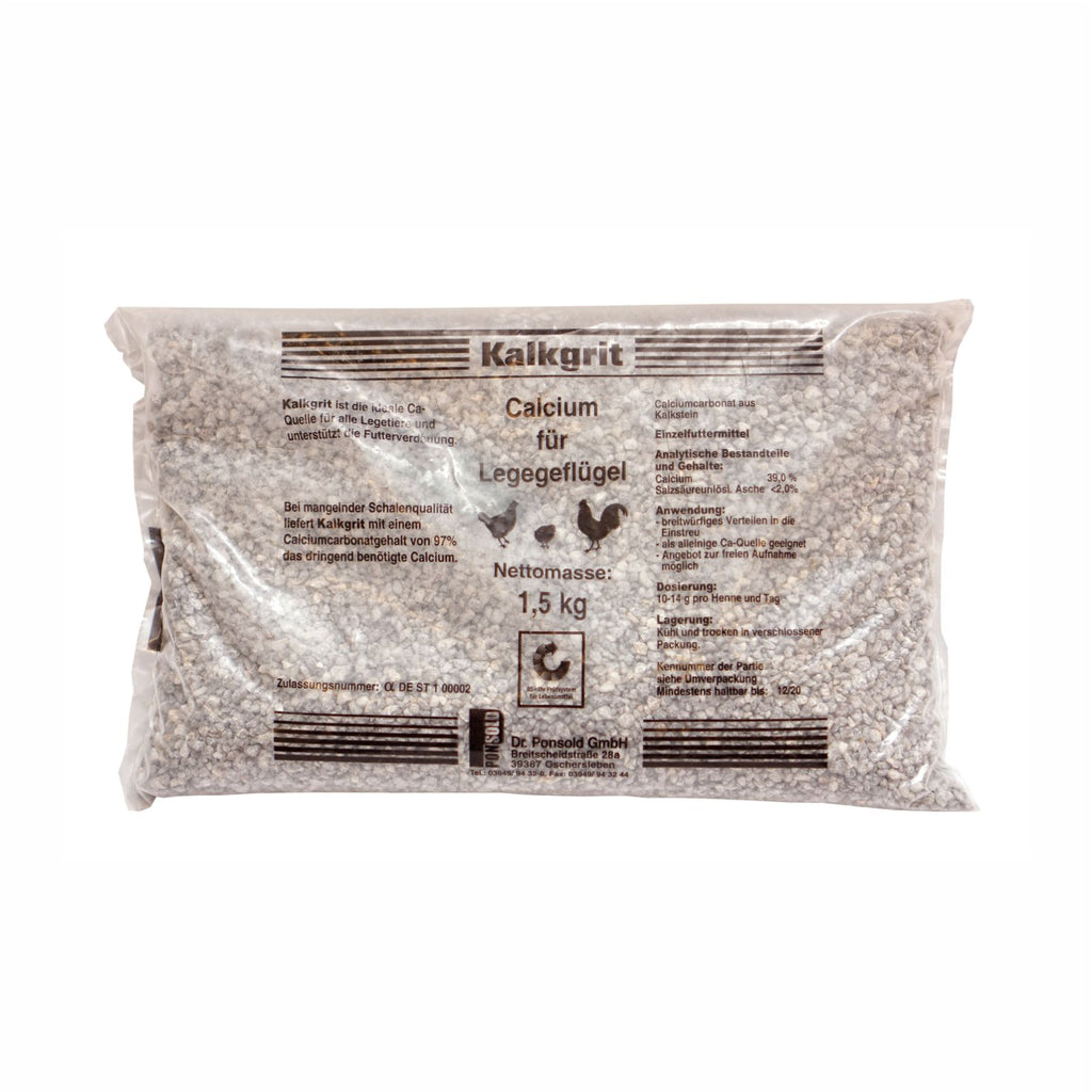 Kalkgrit Beutel Calcium – stärkt die Eierschalen und unterstützt die Gesundheit von Legegeflügel.