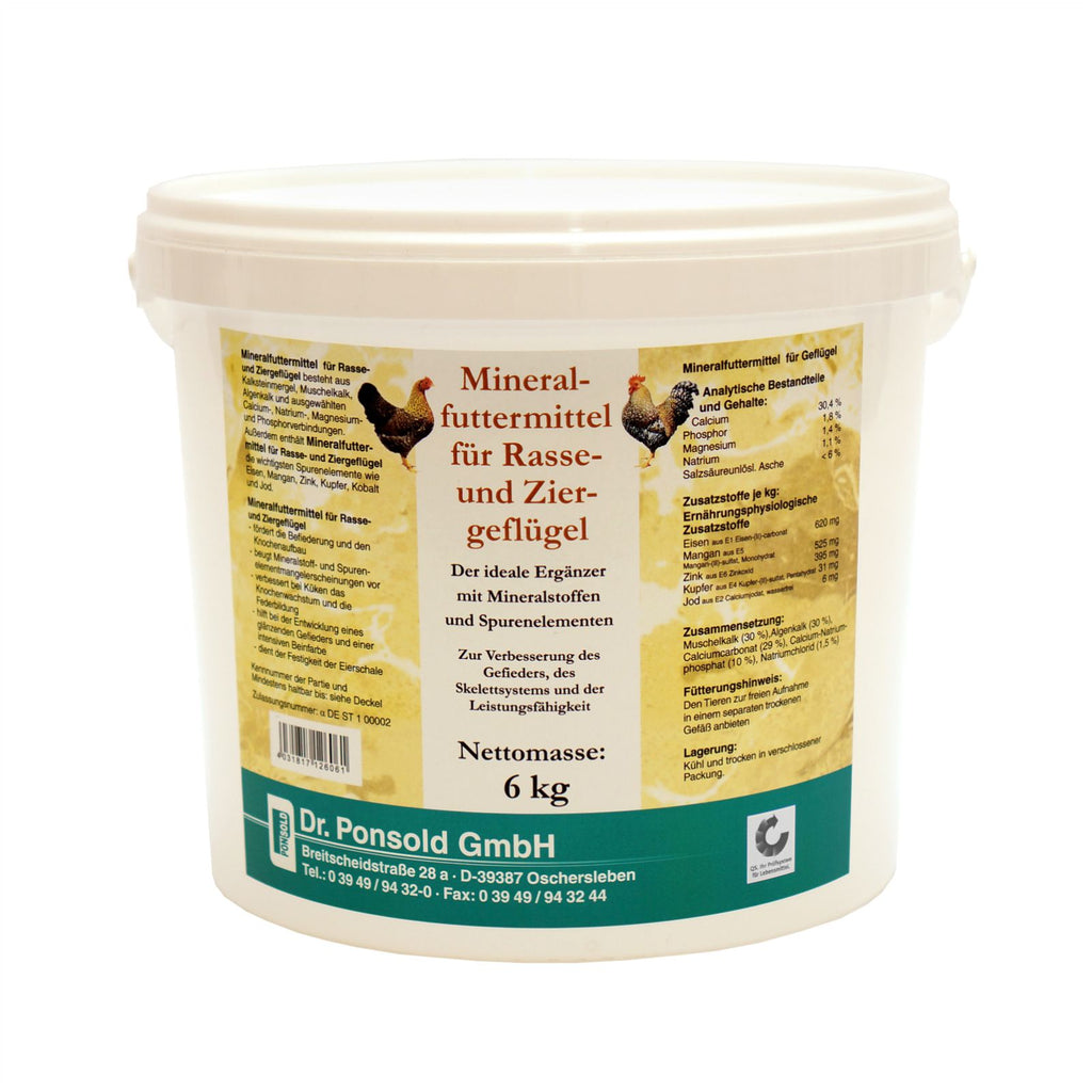 Mineralfuttermittel für Rasse- und Ziergeflügel – fördert Gesundheit, Federkleid und Vitalität.