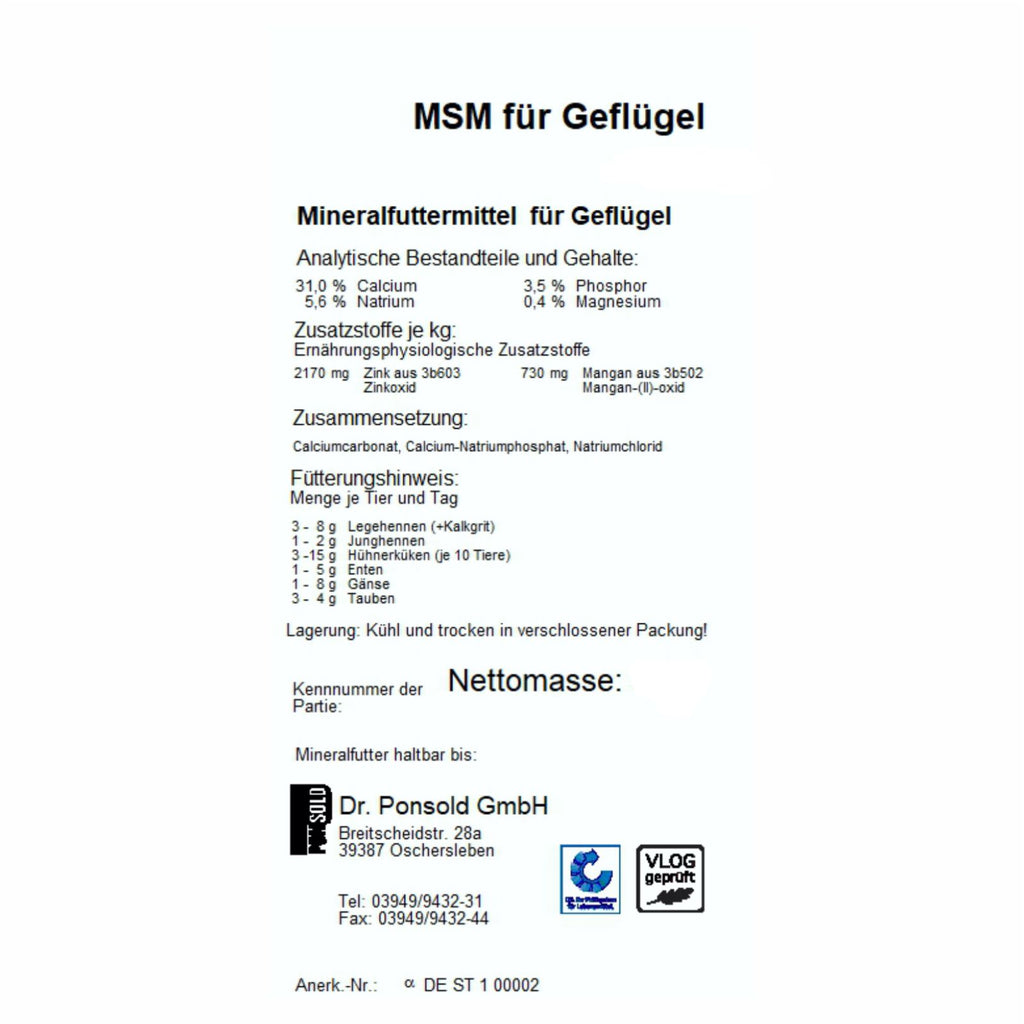 Mineralfuttermittel für Geflügel – fördert Gesundheit, Wachstum und Eiproduktion.