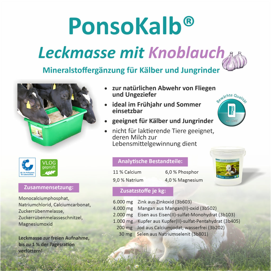 Leckmasse mit Knoblauch für Kälber und Jungrinder zur Förderung der Gesundheit und Unterstützung des Immunsystems