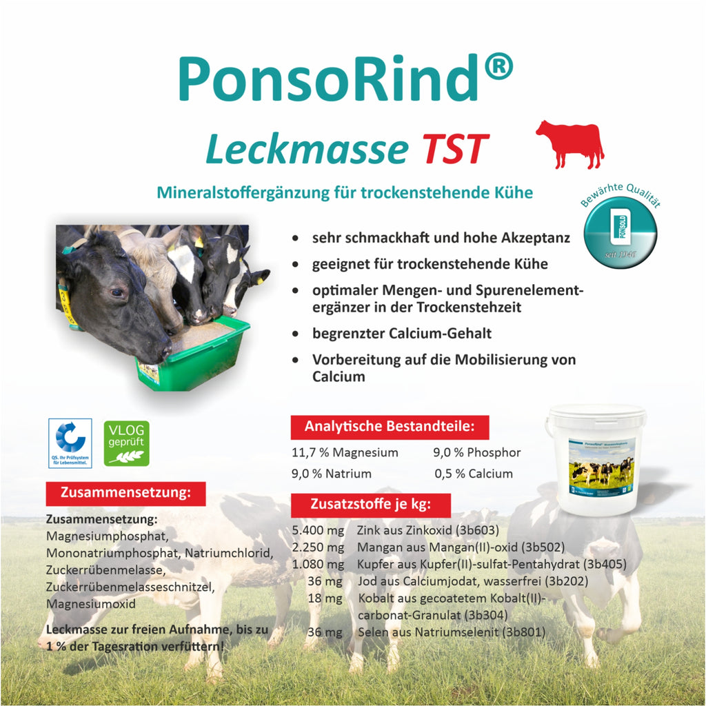 Leckmasse für Trockensteher zur Unterstützung der Gesundheit und Mineralversorgung in der Übergangszeit vor der Laktation