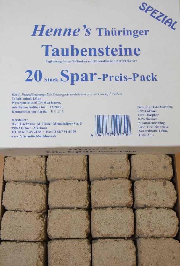 Taubensteine hell (20 Stück) – fördert die Verdauung und das Wohlbefinden von Tauben.